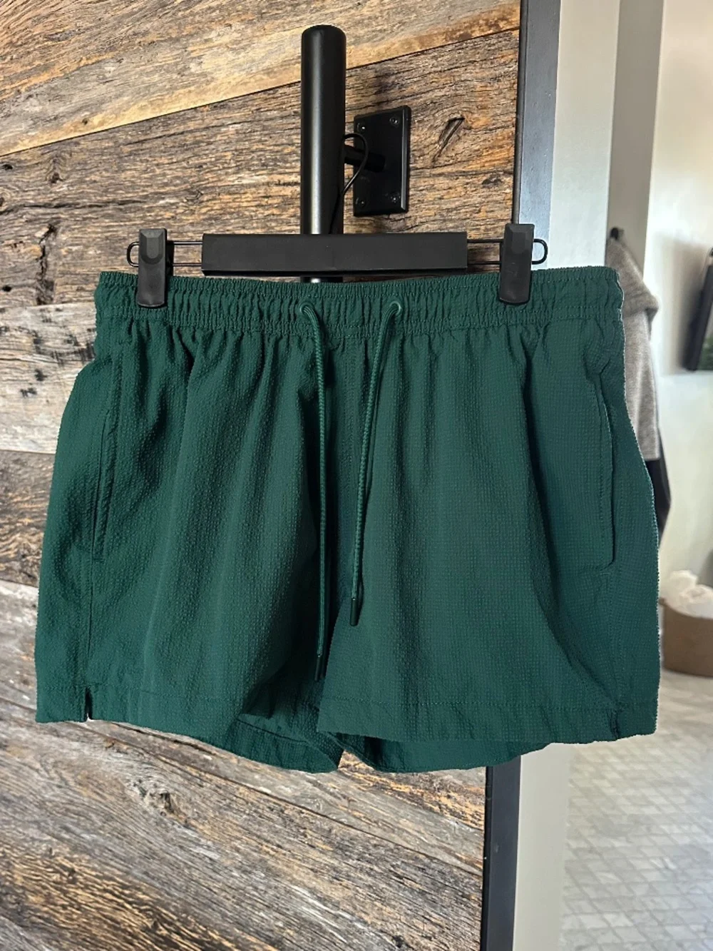 H&M Seersucker Swim Shorts Forest Green Size L